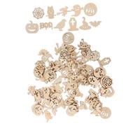 GARIOUANS 100pcs Painted Wood Chips Decor Halloween Craft Halloween Chips Painting Indoor DIY Tags Scary Spooky Wooden
