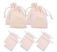 GARIOUANS 10Pcs Cotton Linen Drawstring Bags, 10X14Cm Portable Compact Storage Pouches, Natural Beige Jewelry Bags for Wedding Party Favors and Event Supplies