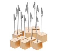 GARIOUANS 10pcs Cube Card Holder Memo Clips with Secure Metal Alligator Clasp Versatile Note and Photo Display Stands for Office Home Cafe Minimalist Resin Base