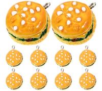 GARIOUANS 10Pcs DIY Resin Hamburger Charms Bulk for Jewelry Making, Round Sandwich Pendant Set for Necklace Bracelet Crafts, Novelty Food Accessories for Crafting