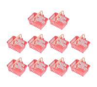 GARIOUANS 10pcs Mini Dollhouse Shopping Baskets Set Pink Plastic Handheld Simulation Baskets for Role Play Small Candy for Boys and