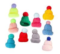 GARIOUANS 10pcs Mini Knit Wool Yarn Tiny Hats Pom Pom, Small Knitting Hat Ornaments for Christmas Doll Accessories DIY Craft Decorations Random Style