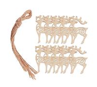 GARIOUANS 10pcs Wooden Reindeer Hanging Ornaments Smooth Sanded DIY Craft for Christmas Tree Decorations and Holiday Embellishments