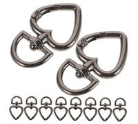 GARIOUANS 10Pcs Zinc Alloy Spring D Shaped Carabiner Clips with Rotatable Heart Design Corrosion-resistant Keychain Hooks for Handbags Crafts and Decorations