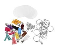 GARIOUANS 12 Sets Acrylic DIY Tassel Keychain Kit with Rings Decorative Hanging Blanks for Crafting Keyrings Bag Charms Car Interior Adornments Multi-Color