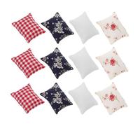 GARIOUANS 12pcs Dollhouse Miniature Pillows Assorted White Red Blue Floral Cushions Lightweight Decorative Accessories for Creative Play and Dollhouse Furniture Model