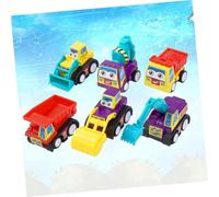GARIOUANS 12pcs Mini Pull Back Engineering Vehicle for Early Educational Enlightenment Colorful Friction Powered Cars Random Color