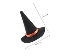 GARIOUANS 12pcs Miniature Halloween Witch Hats and Brooms Black Felt Hats with Red Thread Brooms Lifelike Dollhouse Accessories for Party Decor Cosplay and Themed Performances