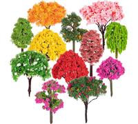 GARIOUANS 12Pcs Miniature Landscape Model Trees Set Miniature Landscape Model Trees Set for DIY Scenery Including Willow Blossom Maple and more and Crafts