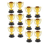 GARIOUANS 12Pcs Plastic Mini Trophy Cups for Party Celebration Competition Awards Unique Figurine Design for Sports Ceremony and Classroom Rewards