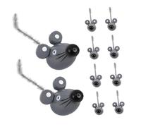 GARIOUANS 15pcs Creative Wooden Mouse Figurines with Bendable Iron Wire Tails Realistic Mini Mouse Models for Role Play Halloween Prank Props Cute Desktop Animal Decor Grey