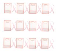 GARIOUANS 15Pcs Frosted Pink Clear Party Bags with Bows Reusable Foldable Holders for Weddings Birthday Goodie Bags Valentines Day and Christmas Treat Packaging