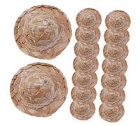 GARIOUANS 16pcs Small Woven Straw Hats Lightweight Photo Props for Dolls and DIY Decoration Natural Straw Craft Ornaments for Parties and Pets Rustic Lovely Miniature Accessories