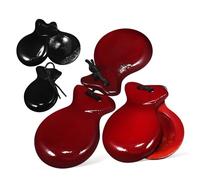 GARIOUANS 2 Pairs Handmade Wooden Spanish Castanets Percussion Instruments for Adults Finger Castanets in Brown and Black Portable Musical Rhythm for Beginners and Performances