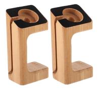 GARIOUANS 2 pcs Bamboo Smart Watch Charging Stand Lightweight Holder Compatible with Apple Watch Natural Wood Grain Display Bracket Durable Carbonized Bamboo with Soft Pad for Home and