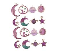 GARIOUANS 2 Sets DIY Alloy Pendant Charms for Jewelry Making Unique Moon Star Globe Designs Decorative Pendants for Bracelets and Earrings Purple Tone Accessories for Creative Crafting
