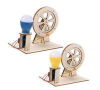 GARIOUANS 2 Sets Hand Crank Generator DIY Science Experiment Kit for Wooden Educational for Learning Electricity and Developmental Skills Stem Model for Students Random Color