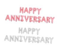 GARIOUANS 2 Sets Happy Anniversary Balloons Aluminum Foil Balloons Silver Rose Gold for Wedding Anniversary Party Decorations Quick Inflate Reusable Romantic and Elegant Celebration Supplies
