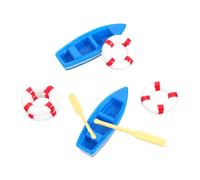GARIOUANS 2 Sets Mini Beach Scene Ornament Micro Summer Coastal Decoration Kit with Simulation Boat Lifebuoy for Miniature House DIY Craft Supplies