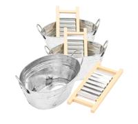 GARIOUANS 2 Sets Miniature Dollhouse Tin Wash Basins with Washboards, Mini House Accessory for Doll Bathroom Decor and Realistic ’S Miniature Play Set