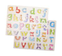 GARIOUANS 2 Sets Wooden Alphabet Puzzle Board Montessori Letter Learning for Educational Wooden Letters Game for Hand-eye Coordination and Early Childhood Development