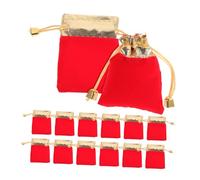 GARIOUANS 20 Pcs Red Gold Rim Drawstring Jewelry Storage Bags Premium Cloth Gift Pouches for Wedding Party Christmas Favor Presents Organizer