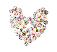 GARIOUANS 200 Pcs Round Wooden Buttons Mixed Color Flower Print Craft Sewing DIY Accessories for Fabric Clothing Knitting Crochet