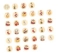 GARIOUANS 200pcs Christmas Theme Wooden Craft Buttons Mixed Patterns Colorful Sewing Embellishments for Holiday DIY Projects and Crafts