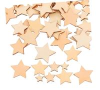GARIOUANS 200pcs Mixed Wooden Star Slices Natural Wood Color Craft Shapes for Wedding Decorations DIY Painting Scrapbooking Ornaments