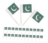 GARIOUANS 200pcs Pakistan Mini Flag Toothpicks Wood Cocktail Skewers Party Appetizer Picks Dessert Stick Cupcake Toppers for Food Decoration Celebration