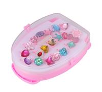 GARIOUANS 20pcs Resin Rings Set with Bright Colorful Plastic Rings for Boys with Draw-bar Storage Box Suitable for Dress-up and Pretend Play Assorted style