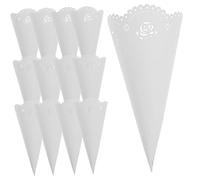 GARIOUANS 20PCS White Hollow Confetti Holders Paper Cones for Wedding Party Decorations Craft Paper Petal Cones Easy to Fold and DIY Premium Strong Material for Classic Vintage Themes