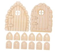 GARIOUANS 20pcs Wooden Fairy Garden Doors Miniature Doll House Wood Door Creative Unfinished DIY Mini House Decor for Outdoor Tree Stump Display