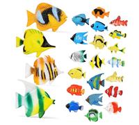 GARIOUANS 24 Pcs Tropical Fish Figure for Realistic Plastic Ocean Animal Models Educational Miniature Fish for Preschool Learning and Play Reusable Material