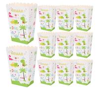 GARIOUANS 24pcs Green Dinosaur Popcorn Box for Party Cute Popcorn Paper Snack Container Dinosaur Pattern for Boy Girl Birthday Party Treats