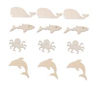 GARIOUANS 24Pcs Unfinished Wooden Ocean Animals Cutouts for DIY Painting Crafts Double-Sided Wood Slices for Birthday Holiday Decorations Party Signs and Tags