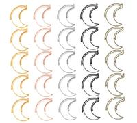 GARIOUANS 25Pcs Rotatable Moon Shape Hollow Bezel Pendants Open Frame Charms for DIY Resin Jewelry Making Alloy Crafting Accessories with Bright Gold Rose Gold White and Antique Finishes