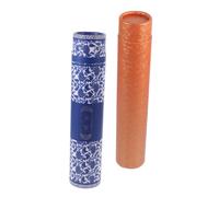 GARIOUANS 2pcs Calligraphy Scroll Storage Tubes Picture Scroll Organizer with Pull-Out Design 35-62cm Length Blue White Porcelain Gold Copper for Art Supplies and Painting Storage