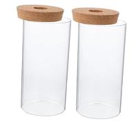 GARIOUANS 2Pcs Clear Glass Plant Terrarium Containers Cylindrical High Borosilicate Eco Bottles for DIY Moss Landscaping and Micro Landscape Crafting Indoor Decorative Glass Plant Vessels