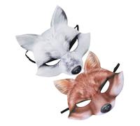 GARIOUANS 2pcs Halloween Fox Mask Lightweight EVA Half Face Animal Cosplay Mask with Realistic Detailing for Masquerade Parties and Costume Dress Up Easy to Clean Fit for Adults