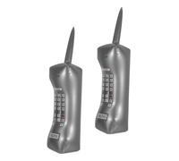 GARIOUANS 2pcs Inflatable Retro Cell Phone Toy for Kids, Silver Large Vintage Mobile Phone Prop, Lightweight Birthday Party Decoration and Role Play Accessory for Boys and Girls