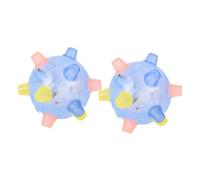 GARIOUANS 2Pcs Light Blue Music Jumping Ball with Flashing Lights and Dynamic Dance Sounds Battery Bouncing Ball for Sensory Play and Party Fun