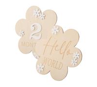 GARIOUANS 2pcs Milestone Signs with Floral Design for Monthly Growth Tracking and Birth Announcement Wooden Photo Props for Newborn Welcome World Elegant Nursery Decor