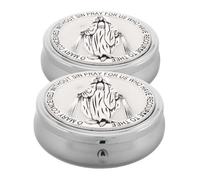 GARIOUANS 2pcs Mini Zinc Alloy Rosary Jewelry Organizer Case for First Communion and Confirmation Small Portable Religious Keepsake Box for Prayer Beads Compact Jewelry Holder for Travel and