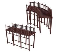 GARIOUANS 2pcs Miniature Asian Architectural Models Set - Miniature Garden Structure Pavilion with Straight and Curved Elevated Bridge - Architectural Scale Model for Garden and Village