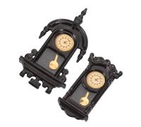 GARIOUANS 2pcs Miniature Dollhouse Wall Clocks Vintage Style with Movable Hands Oval Square Pendulum Design Retro Dollhouse Furniture for Living Bedroom Kitchen Decor