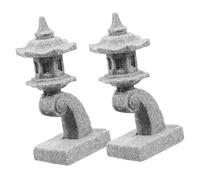 GARIOUANS 2pcs Miniature Japanese Pavilion Resin Statue Bonsai Ornament Imitation Stone Lantern for Fish Tank Terrarium Desktop Decor Zen Garden Micro Landscape Figurines