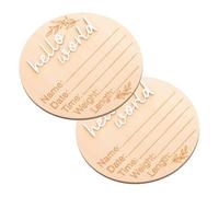GARIOUANS 2pcs Natural Wood Newborn Announcement Sign Round Birth Plaques for Hospital Birth Announcement Photo Prop and Shower Decoration Safe and Sturdy Keepsake for Growth