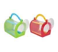 GARIOUANS 2Pcs Portable Insect Viewing Box Red and Green Nature Exploration Cage for Outdoor Biology Class and Laboratory Use Easy Carry Handle