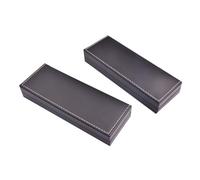 GARIOUANS 2pcs PU Leather Pen Box Portable Stationery Boxes with Easy Open Design for Business Partners and Friends Black